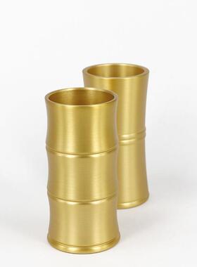 黄铜竹节香道瓶多节款笔筒茶道香道用品灰押勺铲工具收纳黄铜花瓶