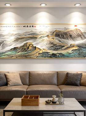 日出泰山中堂办公室挂画客厅背景墙装饰画风景字国聚宝盆山水壁画