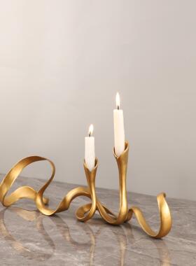欧创意几何北飘带属烛台摆件客厅样餐1184厅酒店板房金软装家居装