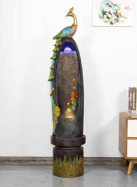 流水喷泉客厅循环水招财风水轮孔雀生财景观装饰品办公室落地摆件
