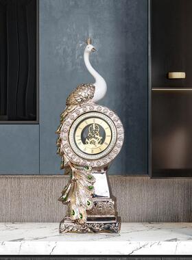 孔雀时钟摆件客厅落地摆件 样板房家居软装饰品摆设乔迁新居礼品