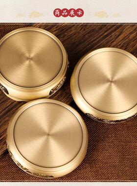 鼎风阁全黄铜香炉底座莲花麒麟招财进宝圆形黄铜底座中式覆古摆件