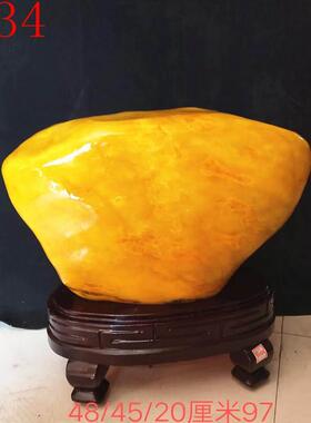 天然广西黄蜡石原石黄龙玉摆件黄玉黄色圆润石头风水摆饰镇宅收藏