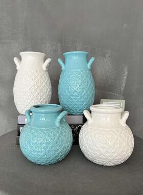 干花摆件轻家居饰品插花瓶装饰斯电视柜依北欧餐桌白色客厅陶瓷奢