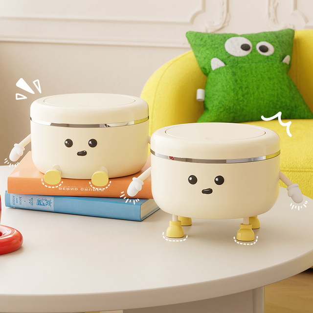 Creative trash can Home dormitory Living room Bedroom with cover Press-type desktop storage barrel Office mini trash can