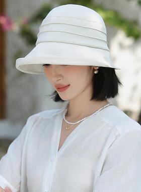 显脸小女帽秋冬2026款时尚洋派渔夫帽春V防晒遮阳帽卷边盆帽1024e