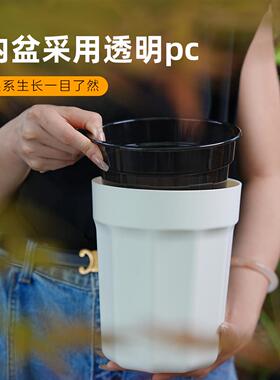 网红懒人花盆自吸水塑料加厚树脂绿植阳台龟背竹秋海棠花器水培