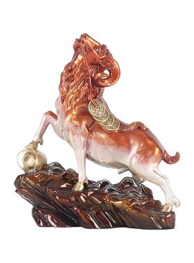 Bylure新中式金羊守财生肖羊铜摆件办公室桌面客厅玄关酒柜装饰品