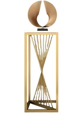 装饰架客厅高花架落地式简约现代轻奢花瓶架大理石台面铁艺置物架