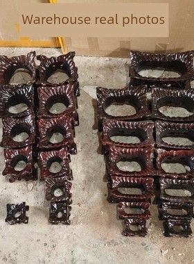 无槽奇石基实木支架不规则卷石泰山石基水