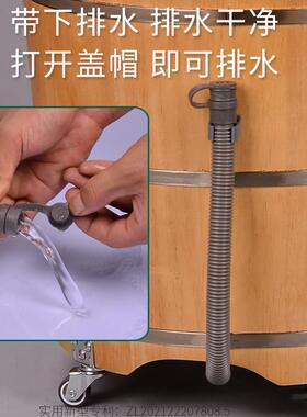 泡脚桶木桶带轮子带排水足浴桶过小腿高深桶家用木质洗脚桶木盆