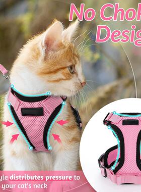 Mesh Small Cat Harness and Leash Set Adjustable Vest Antiesc