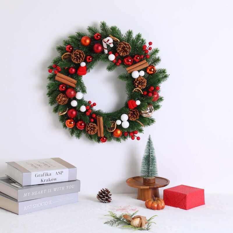 圣诞塑料球花环橱窗松果花圈门饰 节日装饰品墙壁挂饰,淘宝优惠券,粉丝福利购,淘宝优惠卷