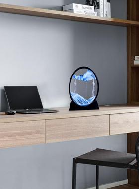 流沙画艺术摆件沙漏客厅办公室酒柜电视柜家居创意北欧实木装饰品