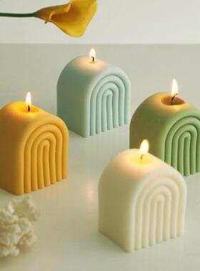 DIY Rainbow Arch Candle Making Silicone Mold Handmade Geomet