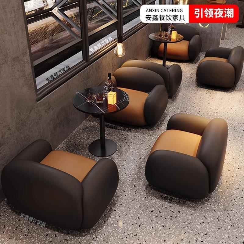 复古咖啡厅卡座沙发咖啡厅桌椅组合酒吧KTV双人奶茶餐桌商用座椅 - 图2