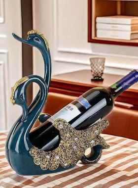 2025年新款客厅摆件旺宅摆件轻奢天鹅酒架工艺品家用餐厅酒柜香槟