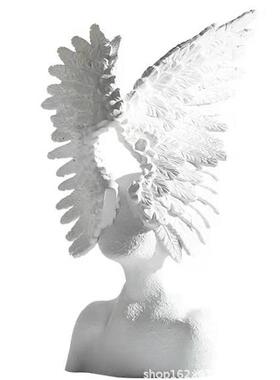 创意翅膀人物摆件样板房售楼处桌面抽象人物摆设玄关书桌摆设