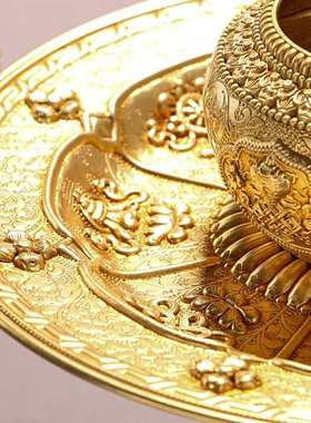 高脚托盘铜八吉祥供盘玉瓷供水杯供碗供水碗高足家用供果盘贡碗