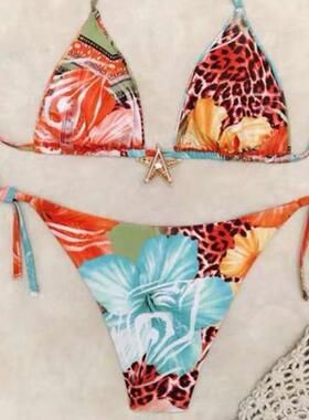 Women'S Floral Print Bikini Set, Casual Fashion Chic,