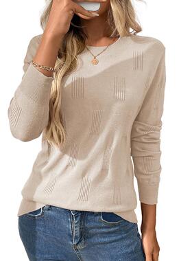 Women's Plain Round Neck Fitted Sweater Casual Long Sleeve