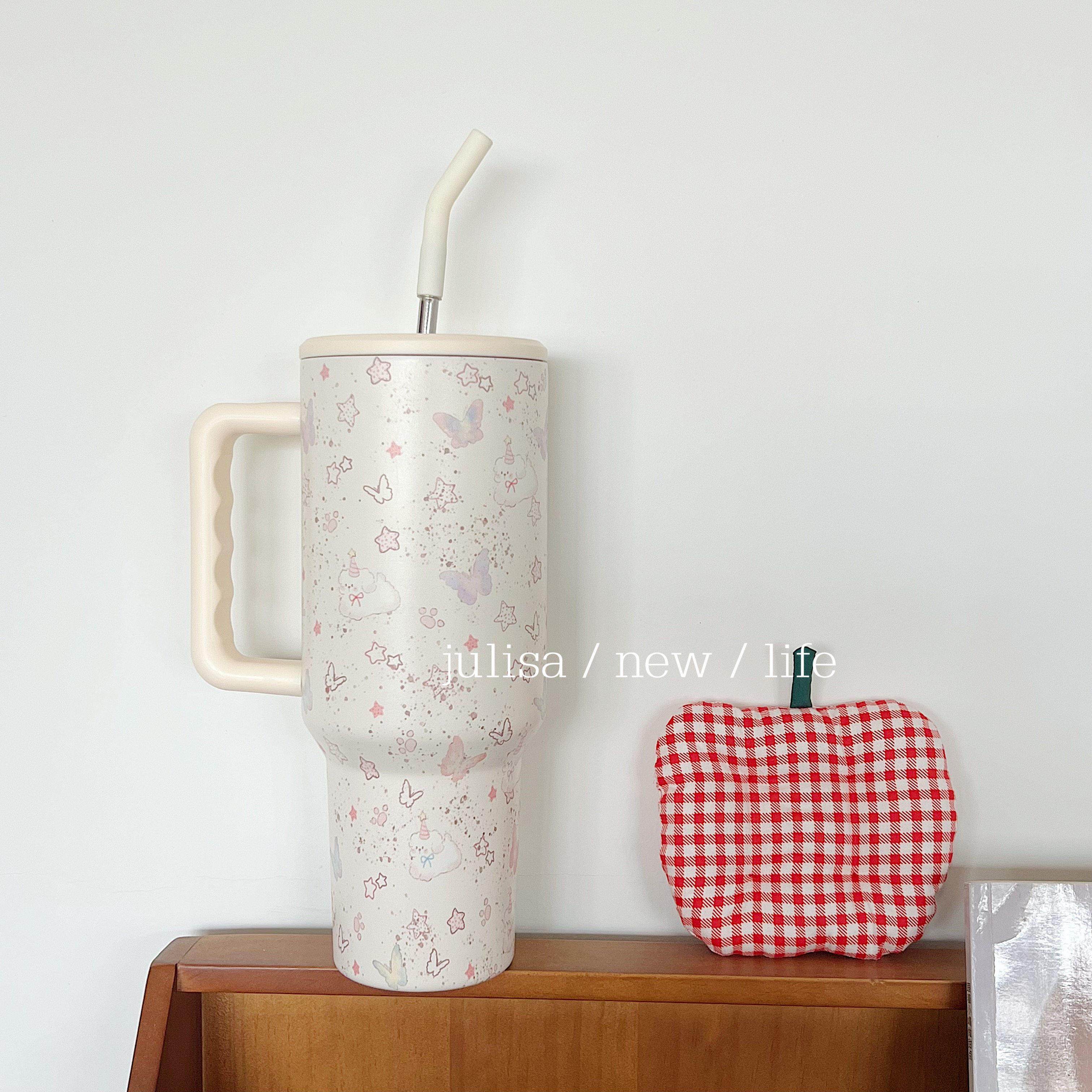 独家puppy park泼墨星星蝴蝶小狗1.2L大容量冰霸杯吸管保温保冷杯,淘宝优惠券,粉丝福利购,淘宝优惠卷