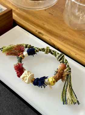 原创藏风多巴胺手绳象牙果醒狮搭配纯铜智慧眼菱镁矿镶嵌