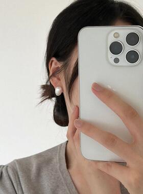 银丝闪闪银针耳钉女极简风小众拉丝磨砂面素银水滴学生耳扣