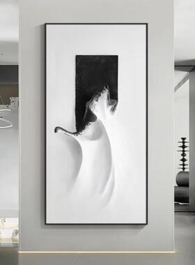 玄关装饰画黑白艺术2道05年新款高画端入户走廊过尽头挂客厅壁IXG