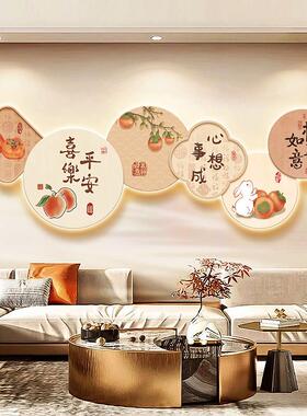 新中式客厅装饰画创意新款发光灯画暖居沙发背景墙挂画高级感墙画