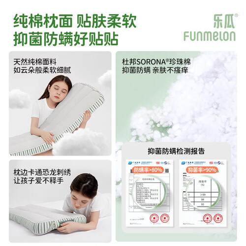 乐瓜儿童专用枕头护颈助眠长条枕亲子双人枕头宝宝学生全棉双面睡 - 图3