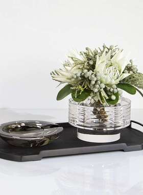 现代简约轻奢水晶圆形烟灰缸摆件样板房售楼处客厅茶几软装饰品