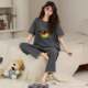 ຫມວດ: A 95% cotton pure cotton pajamas with chest pads for women summer short-sleeved trousers cartoon plus size cool cotton home clothes for women