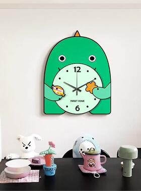 多巴胺餐厅装饰画搞怪卡通客厅钟表挂墙创意时钟挂画小众饭厅壁灯