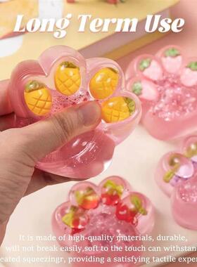 Handmade Clear Taba Squeeze Toys Fruit Cat Paw Fufu Squishy