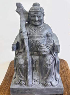 石雕青石土地公土地婆神像供奉摆件福德正神保平安石头寺庙人物像