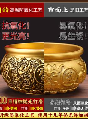 实心黄铜聚宝盆招财金蟾摆件客厅聚财存钱罐铜制米缸乔迁开业礼品