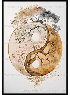 经络树挂画脉络瑜伽馆墙壁画普拉提工作室热疗身体经脉中医装饰画