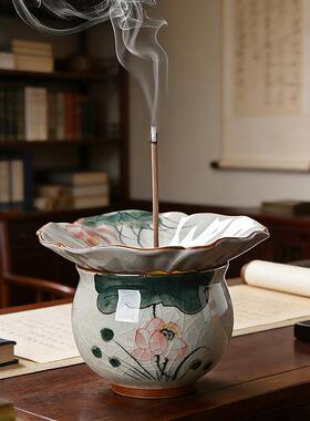 线香香香插座座香托盘家用室内檀炉香薰香炉陶底瓷香薰Q86炉茶道