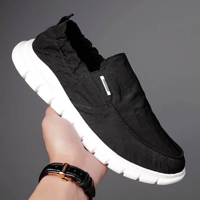 2025春季新款帆布鞋男男士一脚蹬懒人休闲 鞋子透气工作老北京布 - 图2