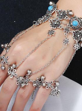 异域民族风紫霞仙子手链女古风汉服复古镂空个性采耳铃铛舞蹈手饰