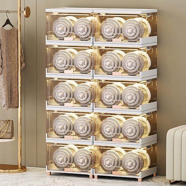 鞋盒收纳盒透明折叠防尘塑料鞋架免安装亚克力鞋柜收纳神器省空间,淘宝优惠券,粉丝福利购,淘宝优惠卷