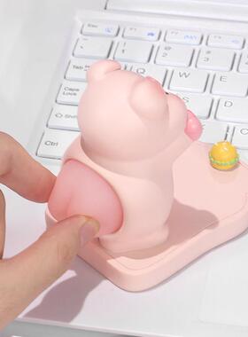猪扑食可爱手机支架桌面办公室创意ipad平板懒人支撑架解压小摆件