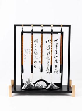 现代新中式毛笔架摆件铁艺酒店餐厅书房样板间玄关装饰工艺摆设
