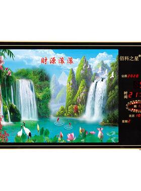 时电子万年历挂客夜钟家用厅壁挂日历钟新款GTH简约静音光表