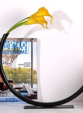北欧ins风几何艺术花瓶花插花器半圆形桌面民宿样板房装饰品摆件