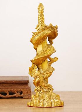 日本进口黄铜龙摆件金龙青龙汉龙剑龙工艺品办公室家居青龙装饰摆