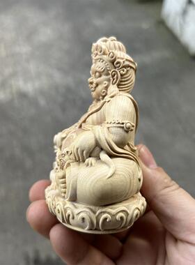 正宗小叶黄杨木雕黄财神摆件手工雕刻家居客厅桌面装饰工艺品礼品