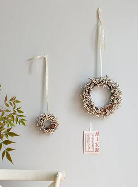 北欧ins高级门饰花环干花挂饰乌桕果真花壁挂服装店客厅装饰摆件