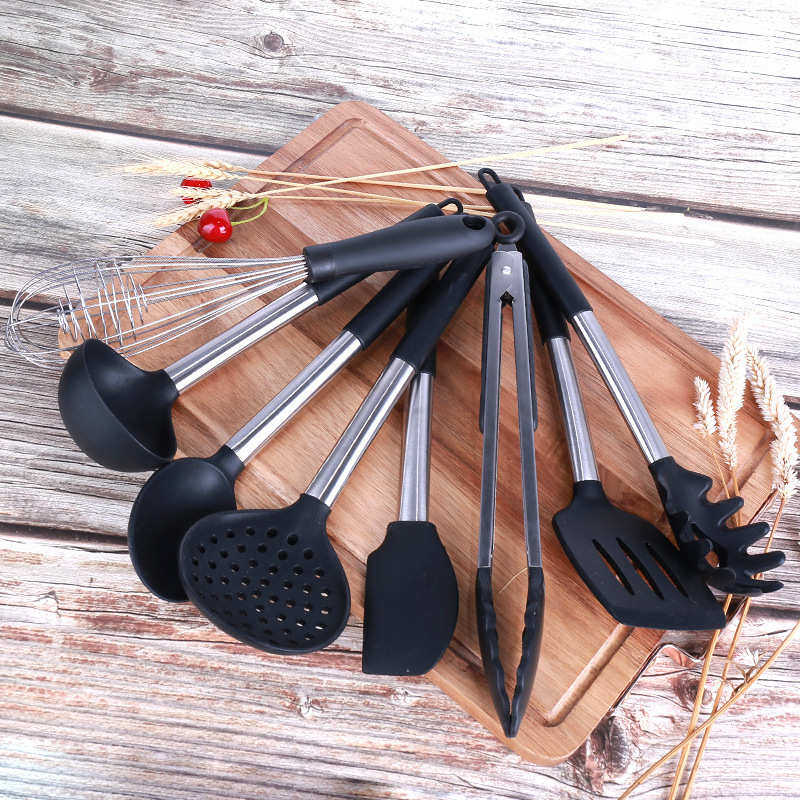 厨房工具不锈钢管柄硅胶厨具套装食品夹打蛋器热新款,淘宝优惠券,粉丝福利购,淘宝优惠卷